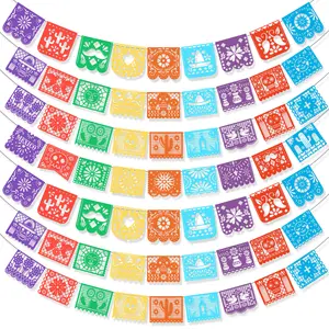 Mexican Carnival Theme Party Indoor and Outdoor Decoration Hollow Flag Pinata Felt Banner Wholesale Customization