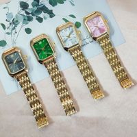 Nouvel Ensemble Montre et Bracelet de Luxe pour Femme en Acier Inoxydable, Tendance, Simple, Carré, à Quartz et Étanche