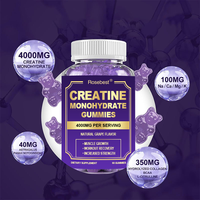 Complément alimentaire sportif en gommes à la saveur de raisin sans sucre, végétalien, 4000 mg de créatine monohydrate, marque privée, avec BCAA