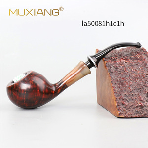 Muxiang Wooden Smoking Pipe Bent Type Briar Wood Vulcanized Rubber Mouthpiece Tobacco Pipe For Personal Gift - Product Image 1