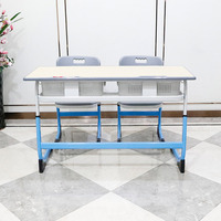 Meubles et équipements préscolaires indiens, ensemble de bureau et chaise double réglables pour élèves, table et chaise de classe primaire