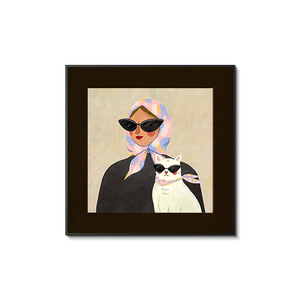 Cuadro de Pared de Mujer y Gato Estilo Moderno de Mediados de Siglo, Arte Retro, Lienzo Enmarcado para Decoración de Sala de Estar, Dormitorio y Hogar - Product Image 5