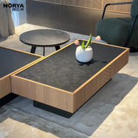 Table basse en bois moderne de luxe NORYA avec tiroir, table à thé rectangulaire en bois pour le salon