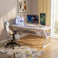 Mesa de juego con patas de metal blanco puro, escritorio ejecutivo versátil para deportes electrónicos para oficina en casa o sala de juegos
