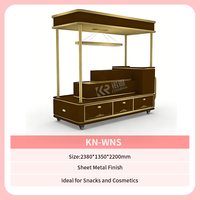 Chariot à Desserts Mobile Élégant Marron et Or, Stand à Café, Classique Moderne, Luxe, Chariot de Présentation de Desserts pour Événements et Locations