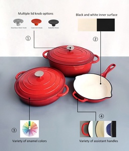 Juego de utensilios de cocina de hierro fundido personalizados, sartén para Horno Holandés, sartén y plato para asar, utensilios de cocina esmaltados, combinación - Product Image 6