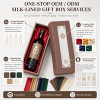 Boîte cadeau haut de gamme en papier texturé pour saké, avec insert en soie, couvercle et base pour vin, et étiquette en feuille d'or – Boîte de présentation