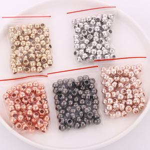 Perles rondes en plastique ABS électroplaqué à grand trou pour la fabrication de bijoux, or KC, blanc K, cuivre rouge, noir canon de fusil, 17mm - Product Image 4