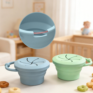 Tasses pliables en silicone avec couvercle, vaisselle pour enfants, conteneur de rangement pour collations pour tout-petits, cadeau, tasse pliable - Product Image 3