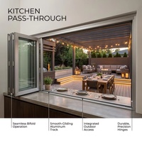 Ventana Plegable Horizontal Moderna de Aleación de Aluminio de Ángulo Amplio para Servicio de Alimentos en Cocinas, Cafeterías, Bares, Terrazas Exteriores y Espacios Sociales