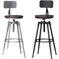 Tabouret de bar vintage de style américain, style industriel, antique, pivotant, réglable en hauteur, avec dossier en fer, pliable, pour la maison