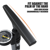 Pompe à pied portable BAIMEI noire pour vélo, mini-pompe à air haute pression en acier pour vélo