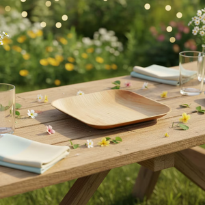 Bol de service à salade moderne personnalisé, écologique, biodégradable, en feuille d'arec naturelle, rond, 8 pouces, pour les fêtes - Product Image 1