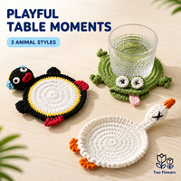 Sous-verres et sets de table écologiques tissés à l'effigie d'animaux mignons (grenouille, pingouin, oie) pour la maison, le café, la cuisine et les bars à café