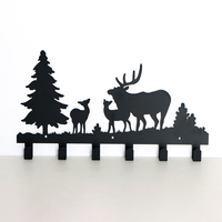 Crochets muraux en métal noir à un seul niveau, thème Noël créatif, pour manteaux, clés, serviettes, chapeaux, sacs à main et sacs