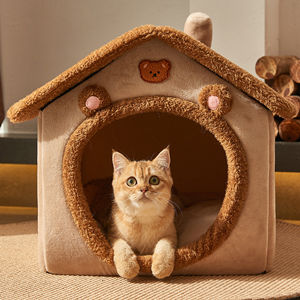 <span class=keywords><strong>Lit</strong></span> pour chat en peluche personnalisé, maison confortable pour chat, tente pour chat <span class=keywords><strong>avec</strong></span> coussin amovible, maison en peluche de haute qualité pour animaux de compagnie - Product Image 2