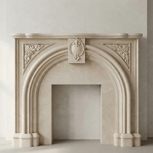 Mantel de Chimenea de Mármol Blanco de Lujo, Tallado a Mano en Piedra Natural con Ángel y Rosa, para Uso en Interiores, Diseño Personalizable, Independiente - Product Image 5