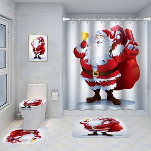 Rideau de Douche en Polyester Rouge Père Noël, Imprimé Numérique Personnalisé, Imperméable, Vente en Gros, Moderne - Product Image 3