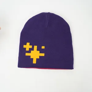 Çizgili grafik Cuffless Gorros özelleştirilebilir tığ tüm baskı kasketleri tubeanie bere üreticisi