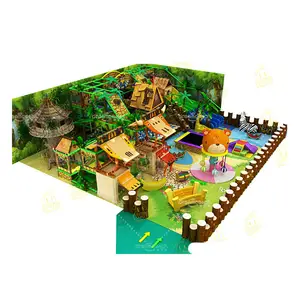 تجاري كبير الغابة موضوع طفل ناعم اللعب معدات مركزية خشب الاطفال ساحة لعب داخلية