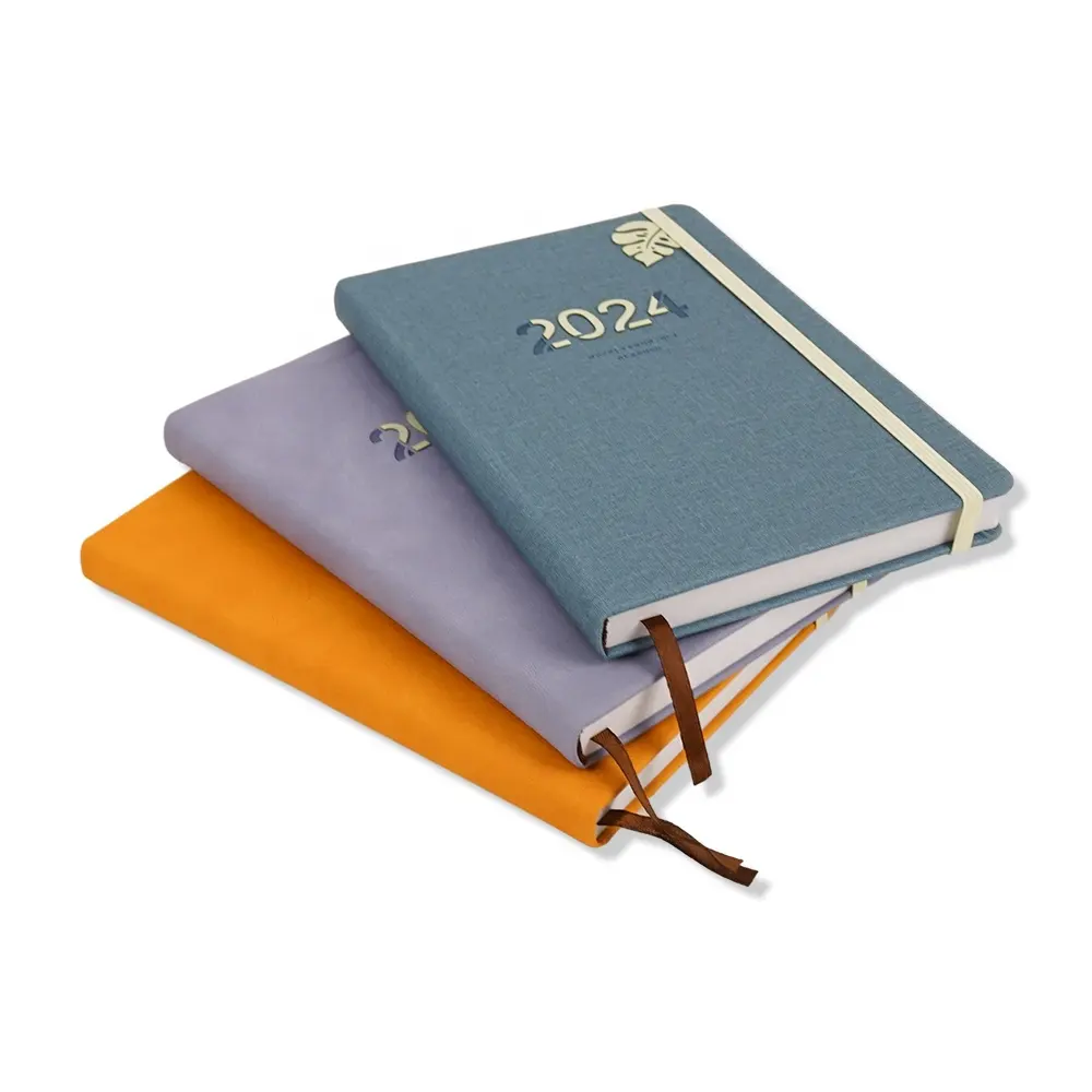 Promotional Customized PU Leather Moleskine Gratitude Fitness Journal Goal Planner Diary 2024 Notebook