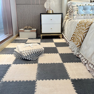 Alfombra de rompecabezas <span class=keywords><strong>rosa</strong></span> y blanca para toda la habitación, alfombras de terciopelo suave y esponjoso entrelazadas para sala de estar y dormitorio - Product Image 4