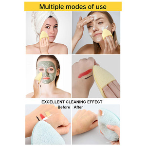 Nettoyant pour le visage éponge naturelle gant de nettoyage des bouffées de compresses démaquillant tampons de lavage exfoliants - Product Image 6