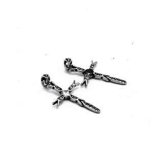 Fashionable Diamond Zircon Small <b>Cross</b> Pendant Necklace, Personalized 316 Stainless Steel Small Pendant Gift, Men's Jewelry - Product Image 5