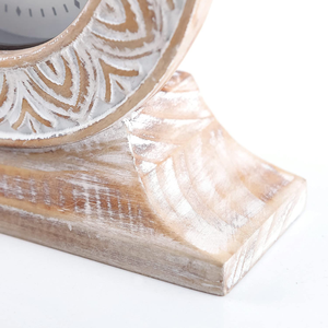 Horloge de table de bureau en bois sculpté à la main de conception Boho à piles pour étagères de bureau et étagères - Product Image 4