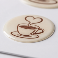 Autocollants de café en époxy personnalisés en forme de dôme, feuille A6, décalcomanie vinyle 3D effet cristal pour agenda, journal, thème café, faible MOQ