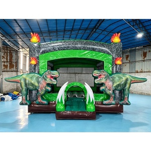Château gonflable dinosaure avec toboggan pour enfants, location commerciale pour fêtes - Product Image 1