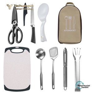 Stainless Steel <b>Kitchen</b> Set With Cutting Board Scissors Knife Spatula Spoon Peeler Tongs Carrying Bag For Outdoor Cooking - Product Image 3