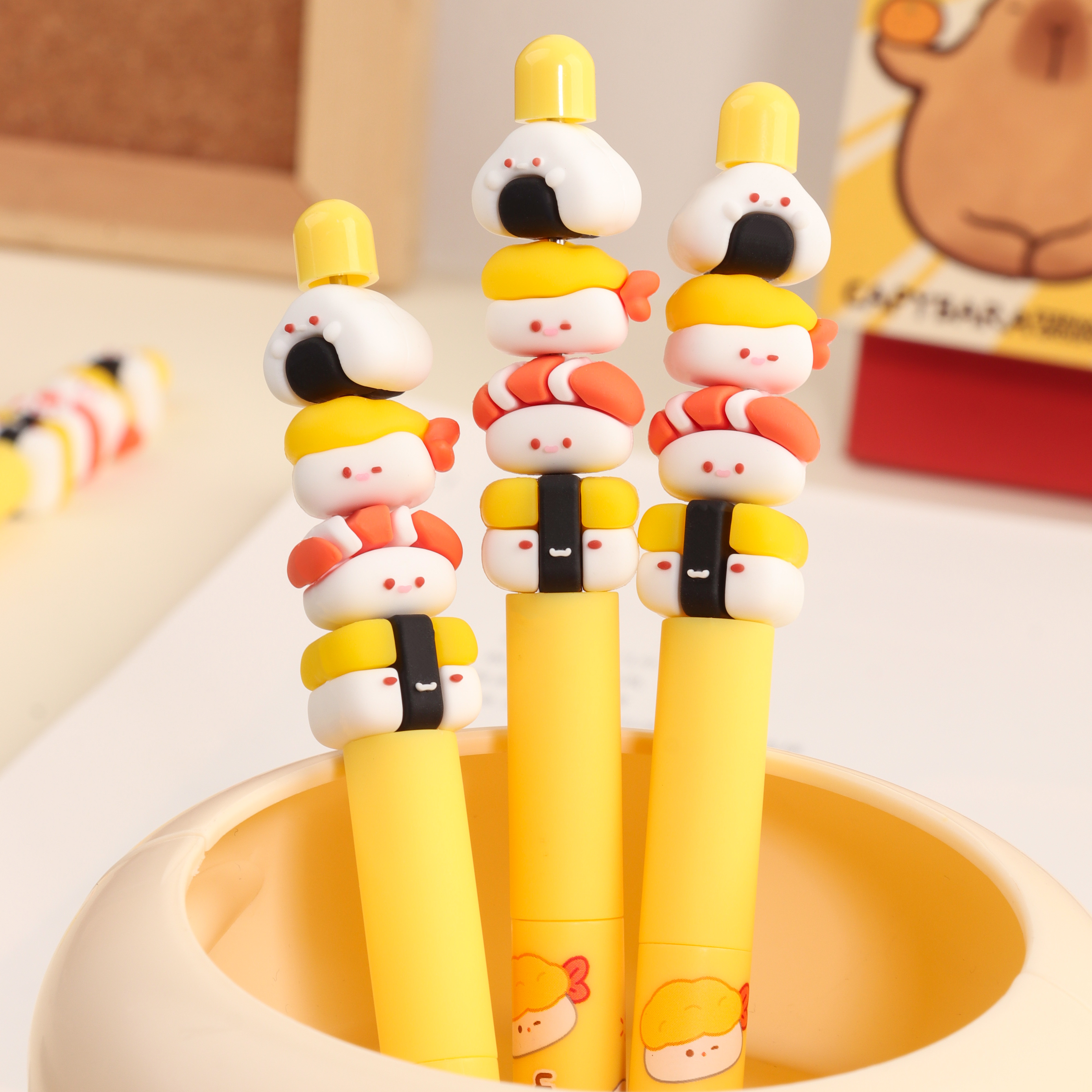 Wholesale Cute Kawaii Gel Pen Beaded Sushi Design Blue Ink