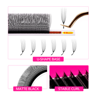 TDANCE Extensions de cils en U 3D/4D, bouquets préfabriqués, volume intense, Cilios 0.07mm, cils parallèles effet Bloom, cils YY en U 0.07mm