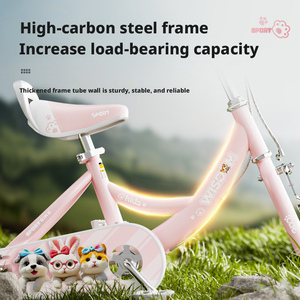 <span class=keywords><strong>Bicicletta</strong></span> per Bambini Nuova per Bambine 3-9 Anni 16 Pollici con 2 Rotelle Stabilizzatrici Pedali Standard Telaio in Acciaio ad Alto Tenore di Carbonio Regolabile - Product Image 3