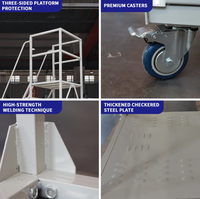 Échelle mobile multifonctionnelle avec plateforme de travail, passerelle industrielle, escalier en acier, design moderne pour usage en entrepôt