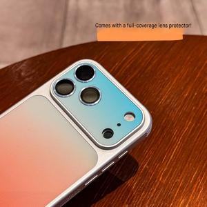Nouvelle coque de téléphone en cuir PU dégradé pour iPhone 17 13 14 15 16 Pro Max avec film de protection d'objectif HD, bouton tactile et coque arrière antichoc - Product Image 5