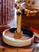 UOBOBO Porte-bougie rond en grès véritable, style classique et moderne, pour Palo Santo, pour la décoration intérieure