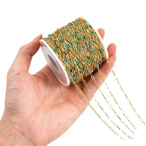 Chaîne de câble en émail coloré au mètre, en acier inoxydable plaqué or 18K PVD |   Chaîne de fabrication de bijoux DIY imperméable pour collier et bracelet - Product Image 5