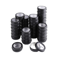 Offre Spéciale noir 4OZ recyclable épice cosmétique menthe bonbons stockage pot en aluminium bougie décorative étain clair PVC fenêtre nourriture parfum