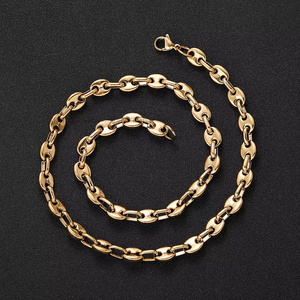 Cadena de 7 mm con diseño de nariz de cerdo, joyería hip hop con cadena de acero inoxidable, cadena cubana de grano de café, collar de moda Tanjing Lijing - Product Image 3