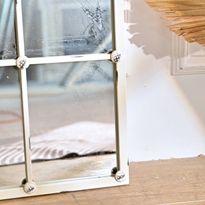 Miroirs muraux rustiques de grande taille, vintage, écologiques, épaisseur 5,0 mm, cadre en fer arqué blanc, décoration intérieure - Product Image 6