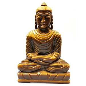 Buda de Ojo de Tigre de Cristal - talla artesanal del Sereno y Meditante Señor Buda - cristal/reiki/curación - 5.5 pulgadas y 380 gramos - Product Image 1