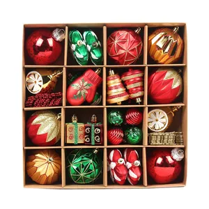 Amazon's Best-selling Traditional Red Gold And Christmas Tree Decorations Shatterproof Christmas Set 52