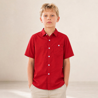 Chemise Oxford décontractée à manches courtes et col rabattu pour garçons, en coton respirant et écologique 180g, collection été premium