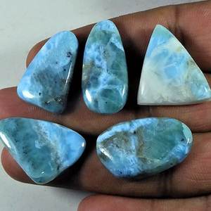 Pierres précieuses en larimar ovales 100 % naturelles, qualité supérieure, prix bas, cabochons lâches, cirés/huileés, certifiés, fabricant indien - Product Image 4
