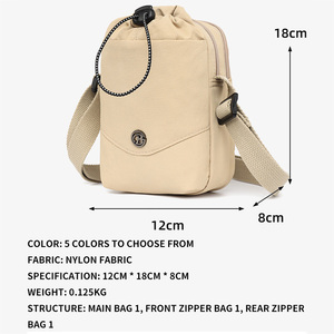 Nylon Sling Purse Korean <strong>Shoulder</strong> <strong>Bag</strong> <strong>Mobile</strong> <strong>Phone</strong> Square Crossbody <strong>Bag</strong> With Bottle Holder - Product Image 2