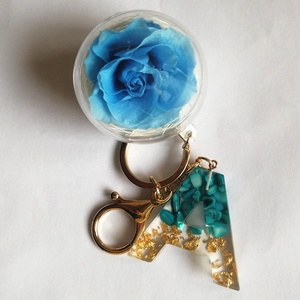 Llavero con letra <span class=keywords><strong>inicial</strong></span> de resina, gran oferta de fábrica, el mejor regalo de otro día, Rosa preservada - Product Image 6