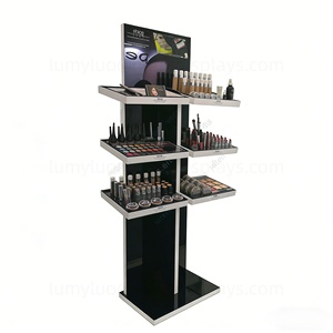 ชั้นวางเครื่องสำอางโลหะพร้อมกระจกและชั้นวางสำหรับวางบนเคาน์เตอร์ร้านค้าปลีก - Product Image 2