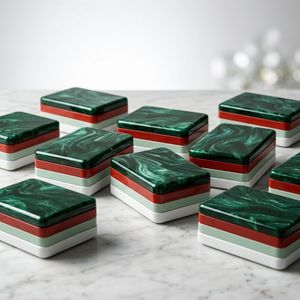 Tuiles de Mahjong Américaines en Acrylique Thème Élan de Noël Vert Luxe, Pieds Pliants, Design Superposé pour 4 Joueurs, Idéal pour Fêtes, Expédition Immédiate - Product Image 1